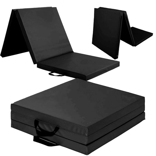 Tri-Fold Tumble Exercise Mat 6FT – Non Slip PU Leather Surface, High Density Foam Padding for Gymnastics, Yoga, Pilates & Home Workouts