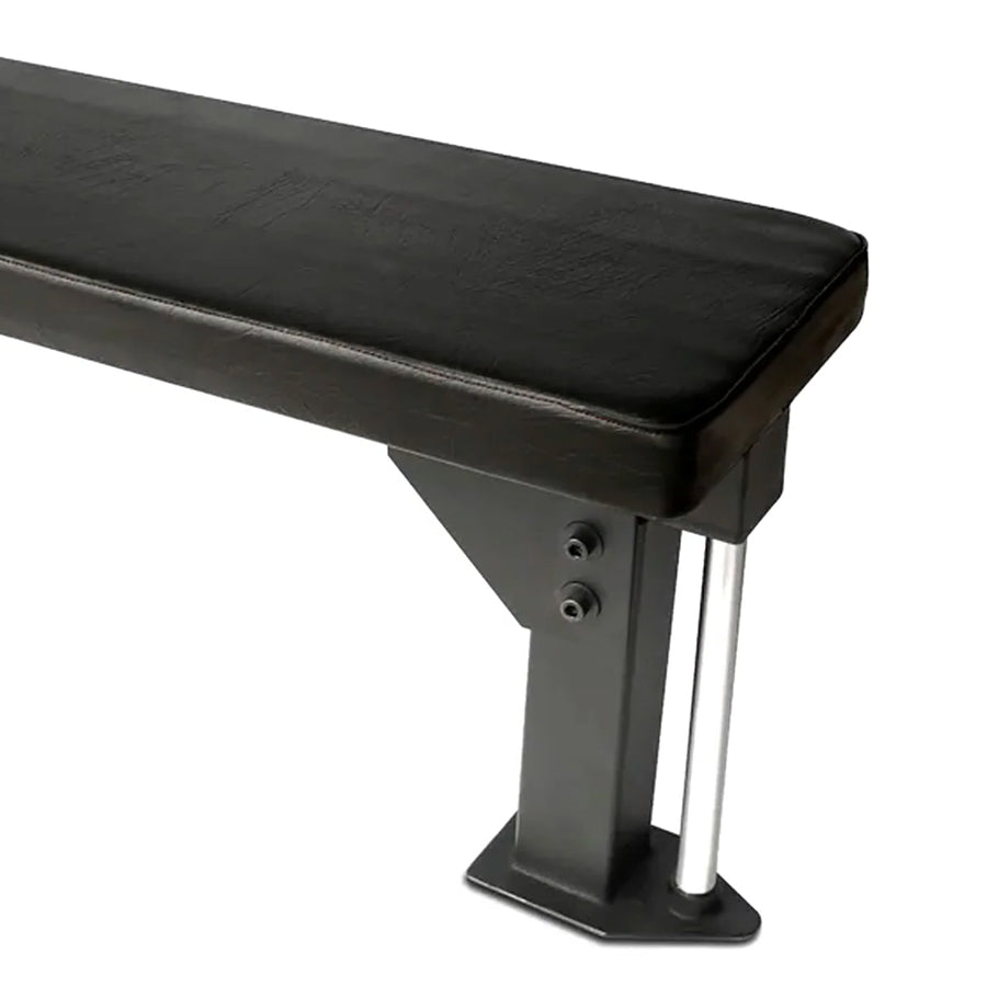 Commercial Flat Weight Bench | 300kg Capacity Pro Club Fitness Bench with Rear Wheels & Thick Padding | Compact Gym Bench for Dumbbell & Chest Workouts