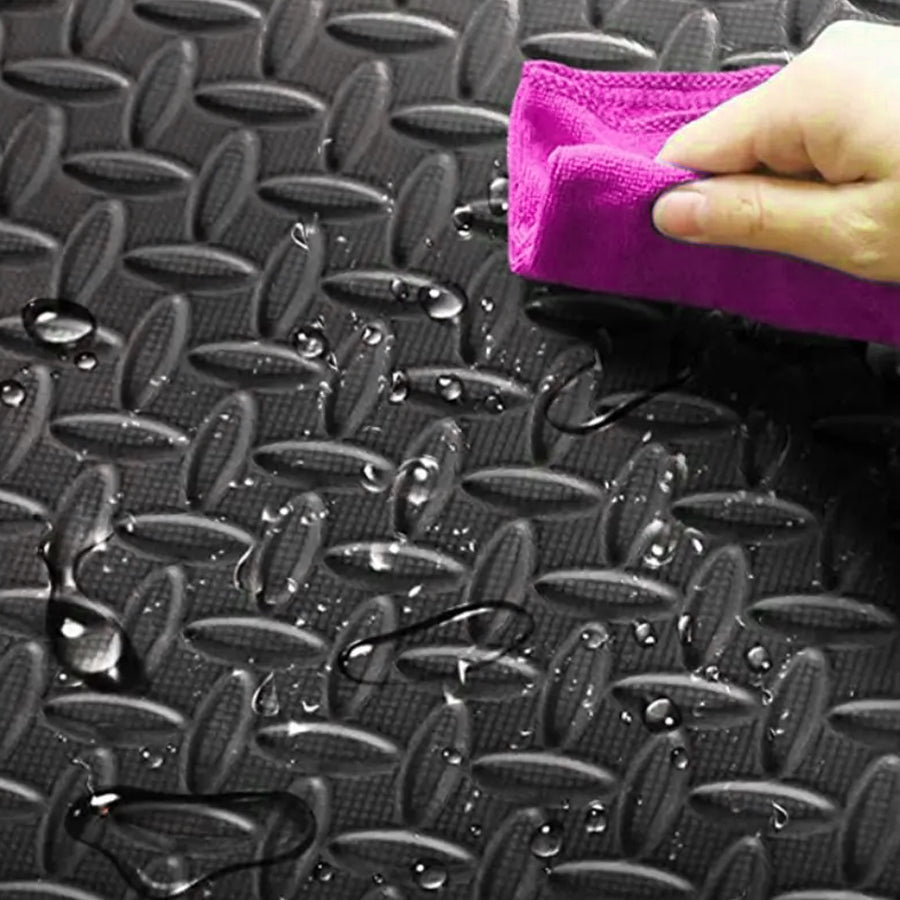 Interlocking Puzzle Exercise Mats – 10mm EVA Foam Tiles with Non-Slip Rubber Top & Shock Absorption – Water-Resistant Home Gym Flooring