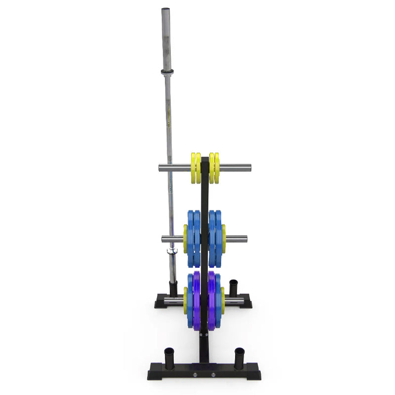 3-Tier Olympic Weight Tree & Barbell Rack – Heavy-Duty 200kg Stand for 2'' Plates – Compact, Scratch-Resistant Home Gym Storage