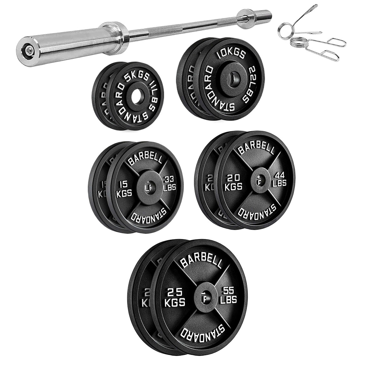 Cast Iron Weight Plates – Premium Strength Training Discs for Home & Commercial Gyms –Pairs & Full Sets with Optional Barbells