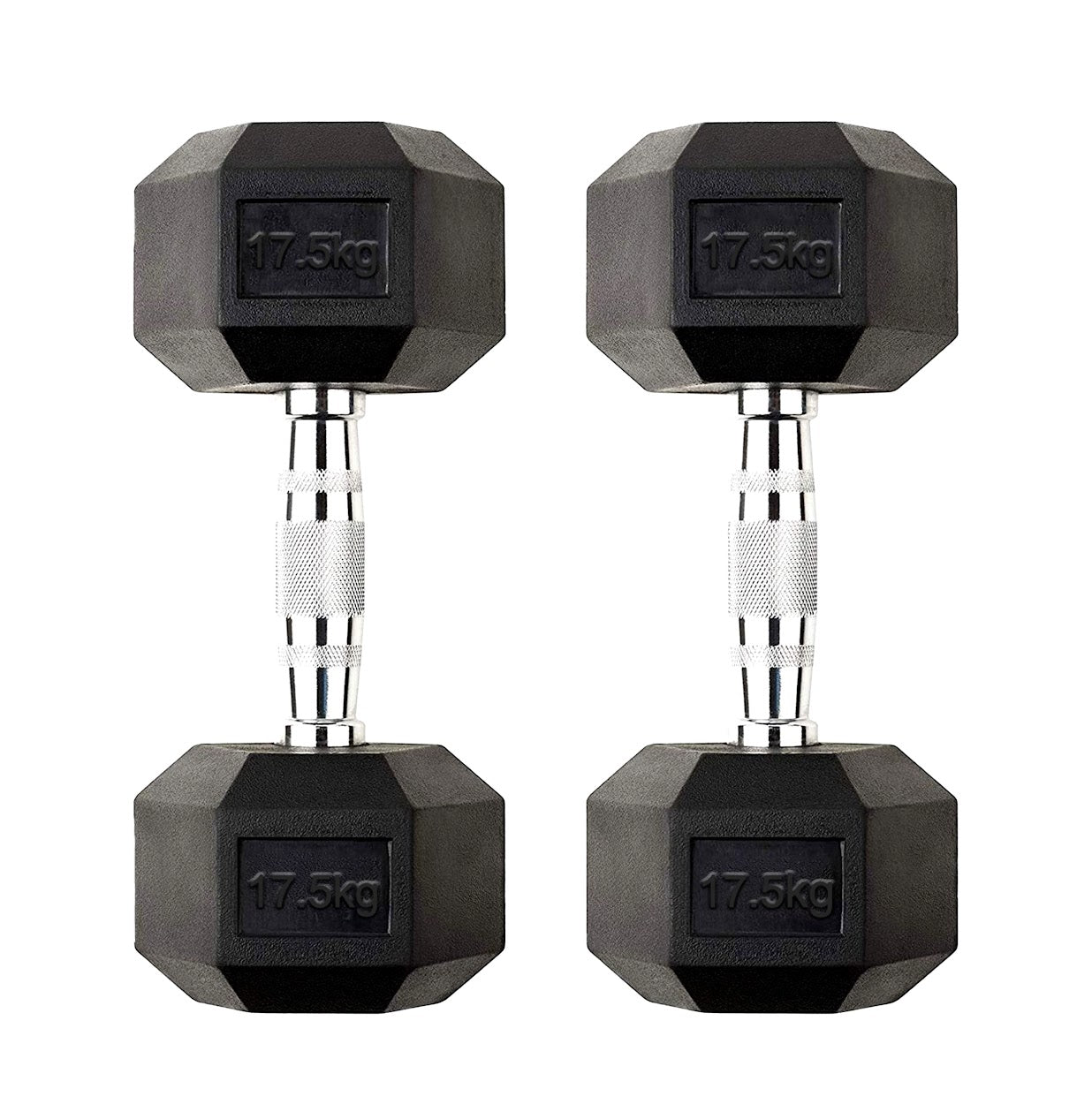 Premium Hex Dumbbells – Professional Rubber Coated Weights, Anti-Roll Design, Singles, Pairs or Sets to 60kg for Home Gym Strength Training