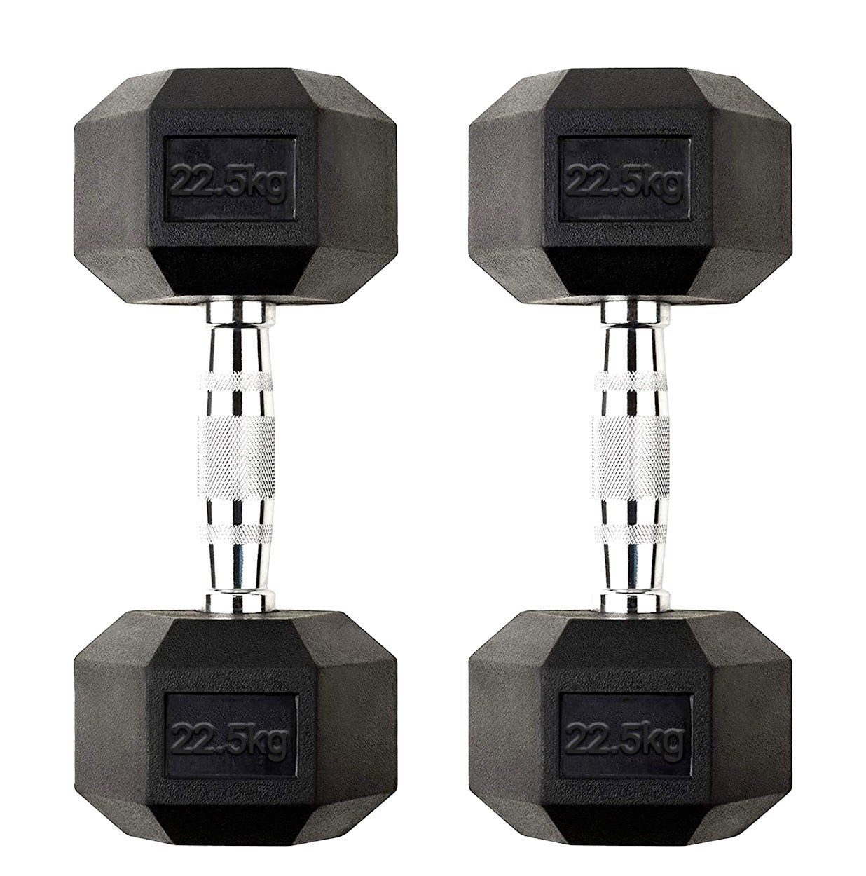 Premium Hex Dumbbells – Professional Rubber Coated Weights, Anti-Roll Design, Singles, Pairs or Sets to 60kg for Home Gym Strength Training
