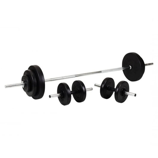Barbell with weight plates on a white background