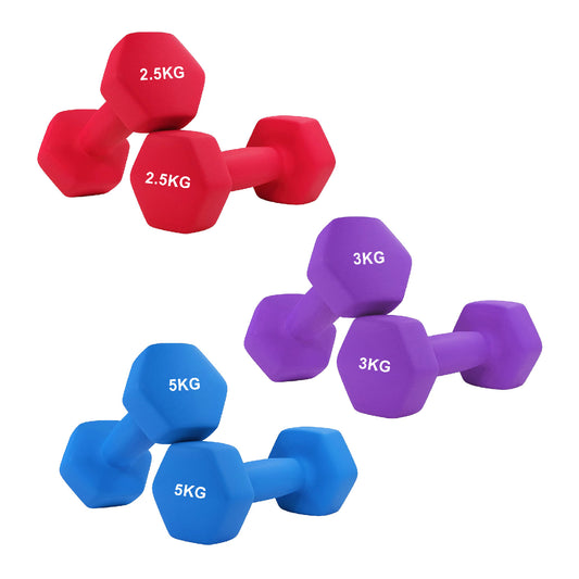 Anti-Roll Neoprene Dumbbells – Hex Design, Soft Grip, Non-Slip Hand Weights for Home Workouts – Multiple Sizes