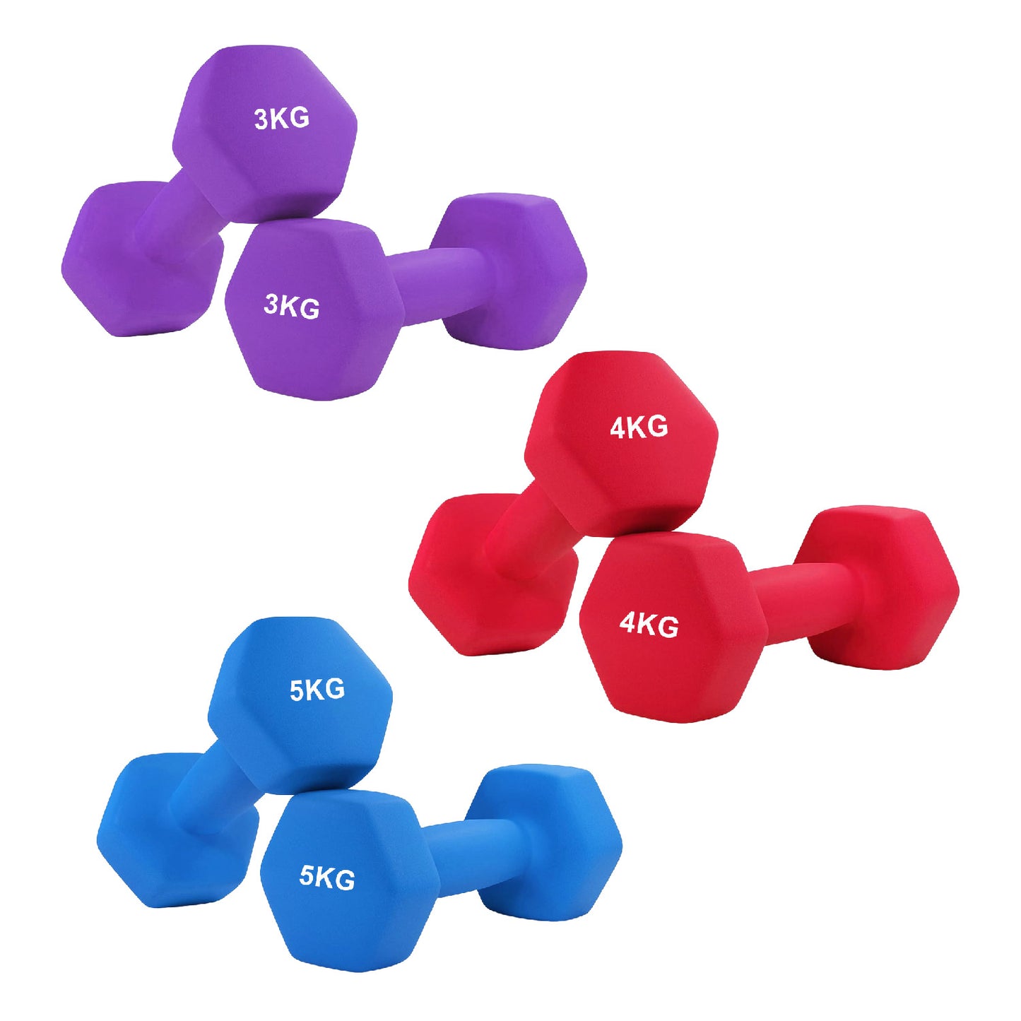 Anti-Roll Neoprene Dumbbells – Hex Design, Soft Grip, Non-Slip Hand Weights for Home Workouts – Multiple Sizes