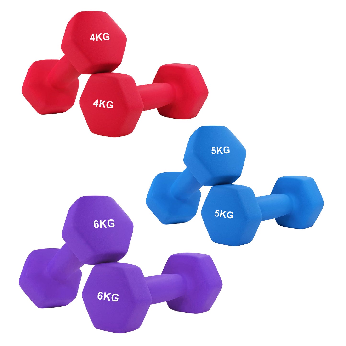 Anti-Roll Neoprene Dumbbells – Hex Design, Soft Grip, Non-Slip Hand Weights for Home Workouts – Multiple Sizes