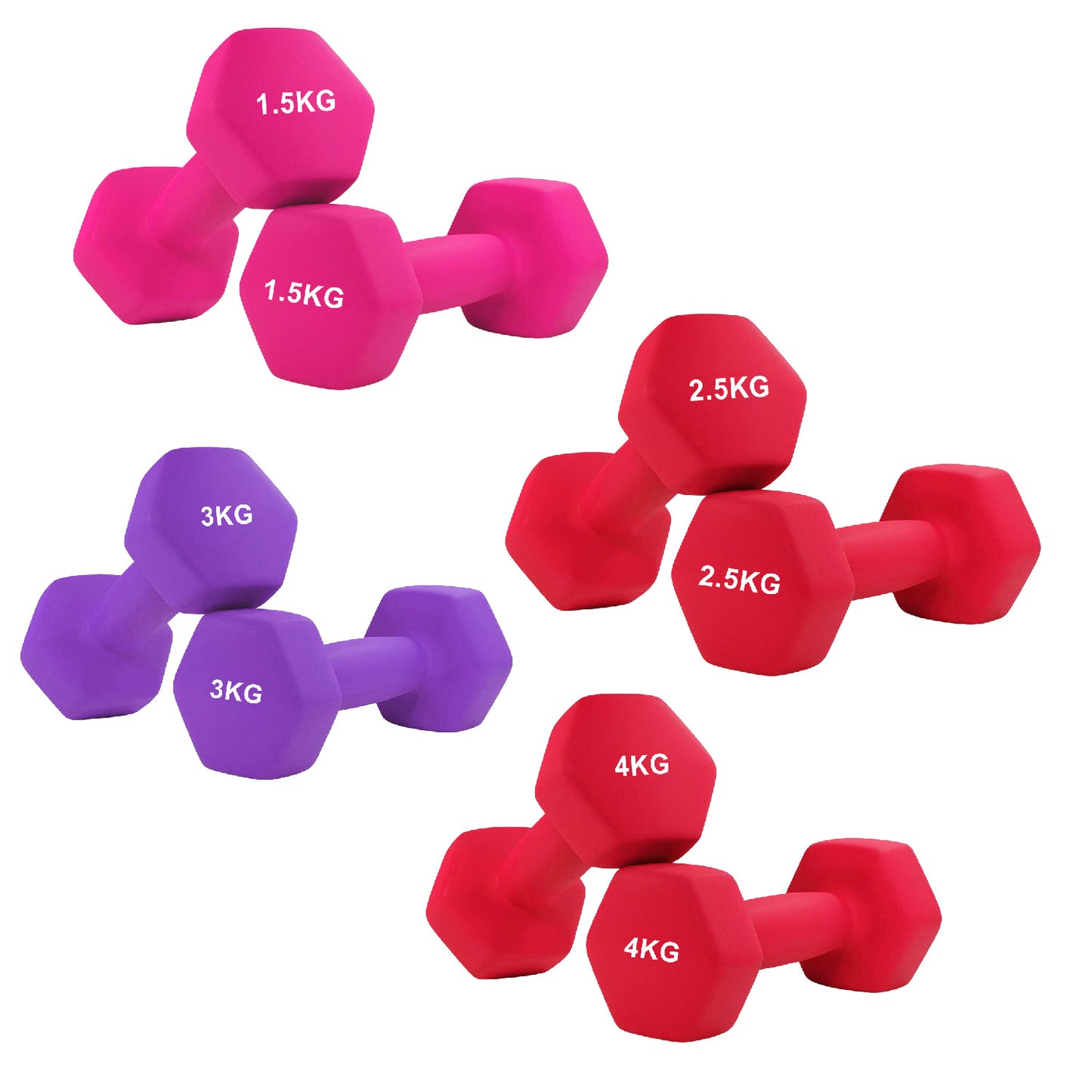 Anti-Roll Neoprene Dumbbells – Hex Design, Soft Grip, Non-Slip Hand Weights for Home Workouts – Multiple Sizes