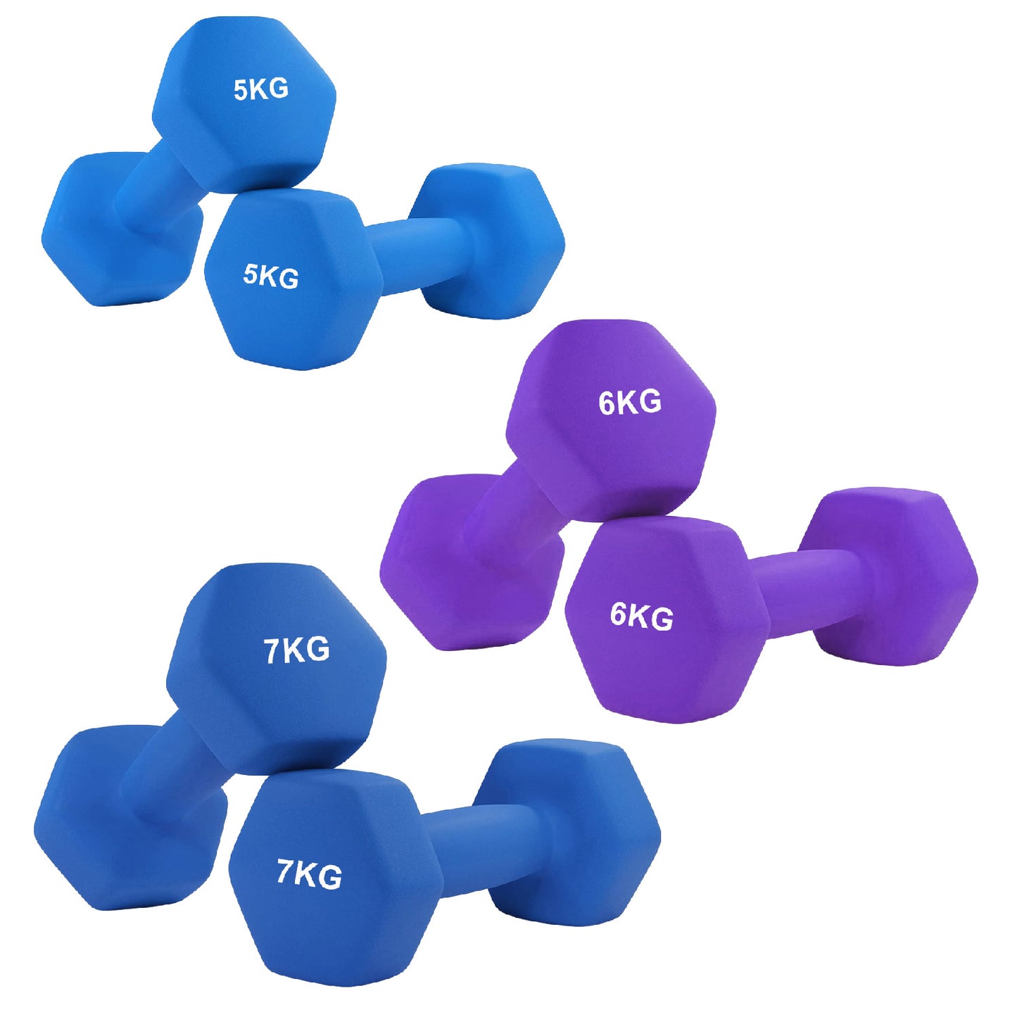 Anti-Roll Neoprene Dumbbells – Hex Design, Soft Grip, Non-Slip Hand Weights for Home Workouts – Multiple Sizes
