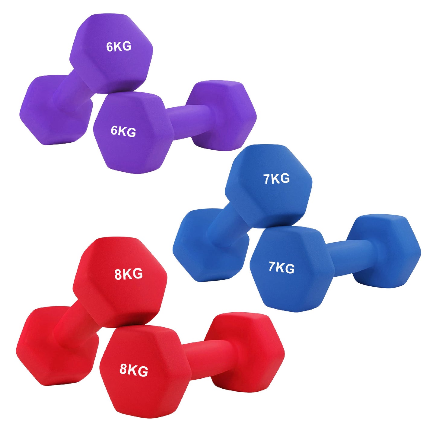 Anti-Roll Neoprene Dumbbells – Hex Design, Soft Grip, Non-Slip Hand Weights for Home Workouts – Multiple Sizes