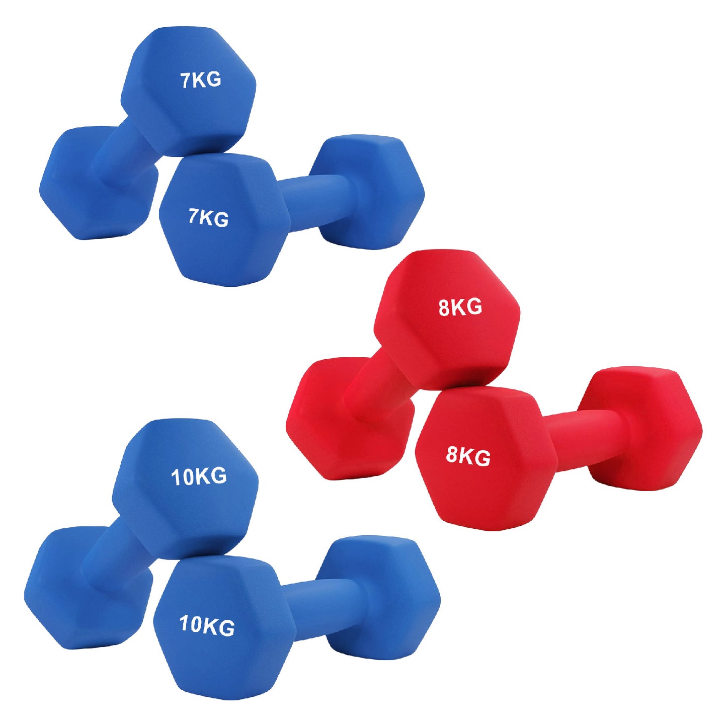 Anti-Roll Neoprene Dumbbells – Hex Design, Soft Grip, Non-Slip Hand Weights for Home Workouts – Multiple Sizes