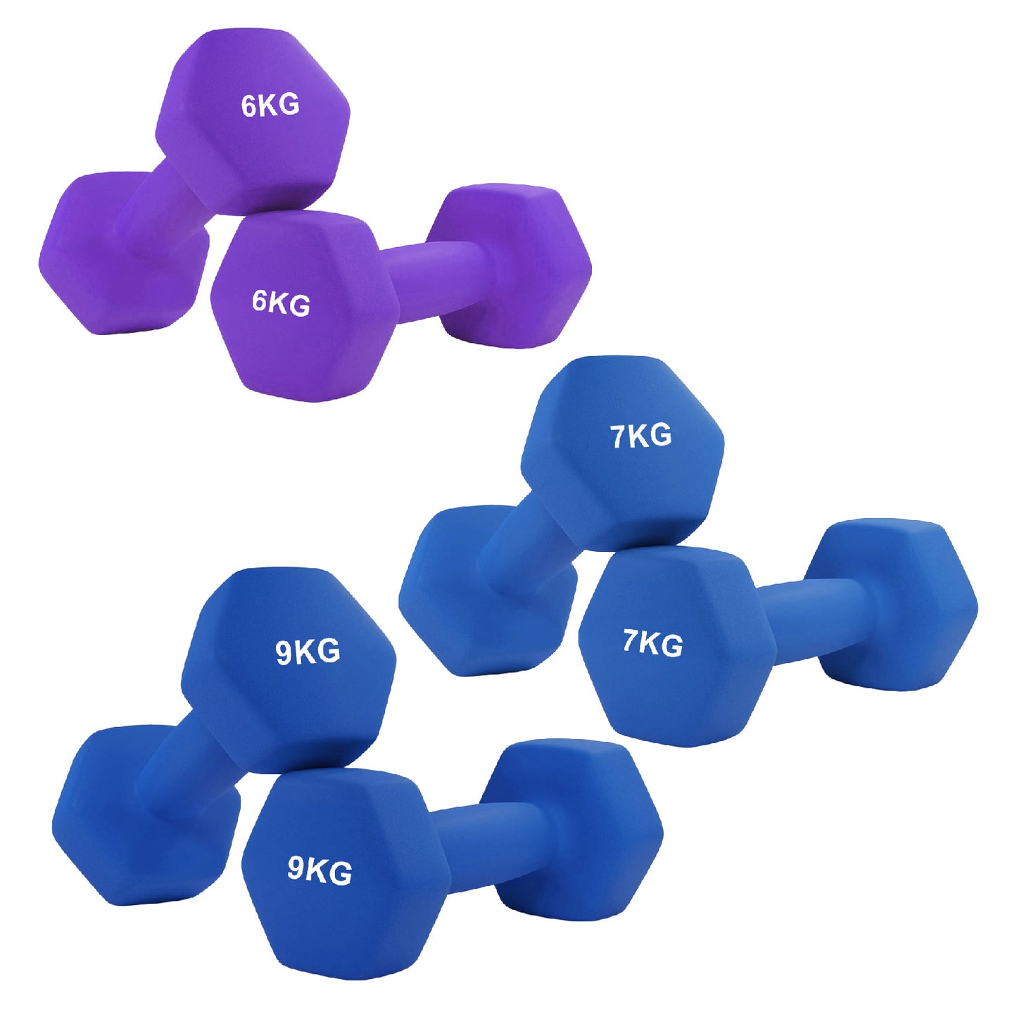 Anti-Roll Neoprene Dumbbells – Hex Design, Soft Grip, Non-Slip Hand Weights for Home Workouts – Multiple Sizes