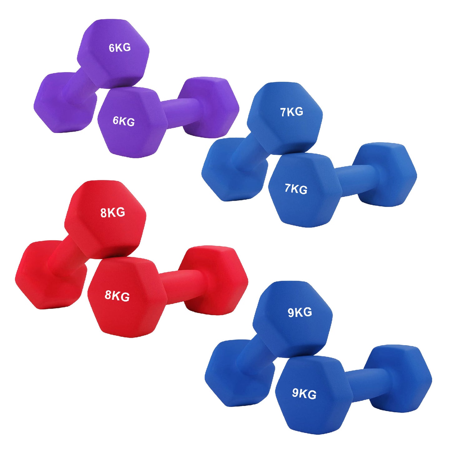 Anti-Roll Neoprene Dumbbells – Hex Design, Soft Grip, Non-Slip Hand Weights for Home Workouts – Multiple Sizes