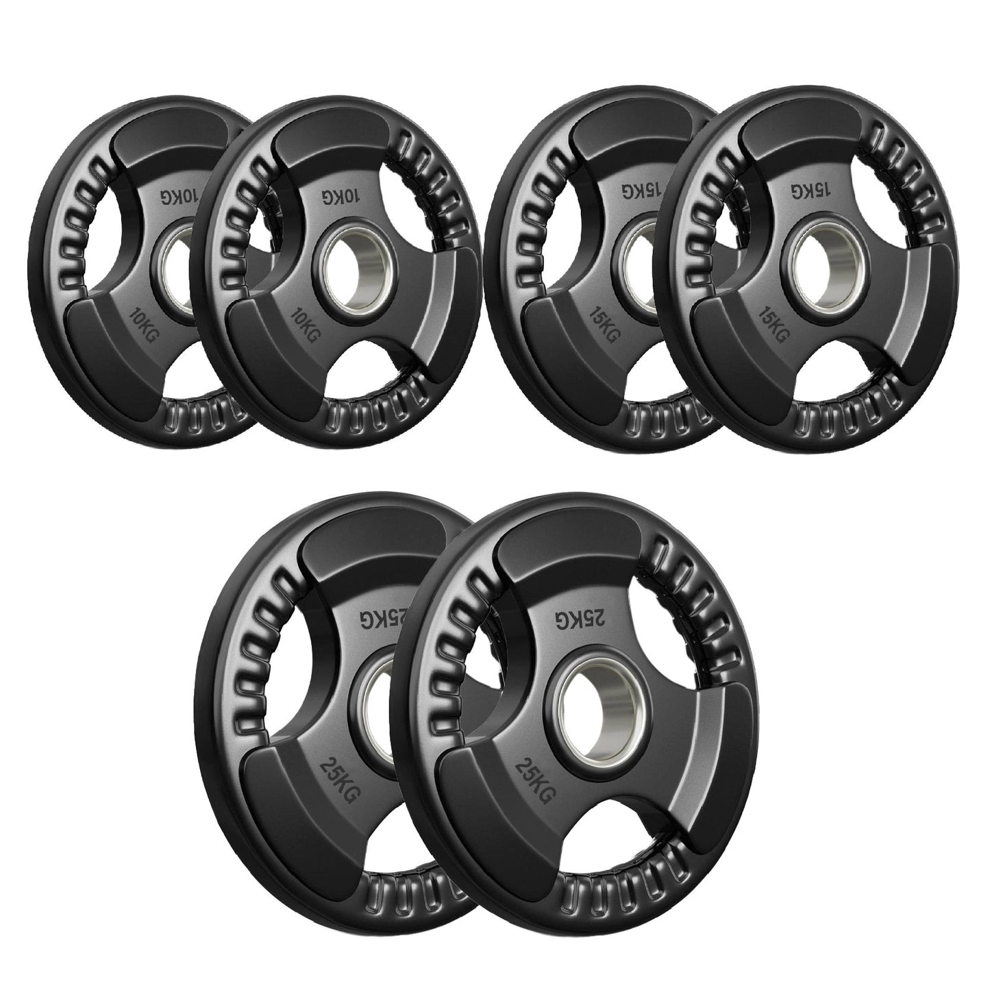 Tri-Grip Olympic Weight Plates – 2'' Rubber-Coated Cast Iron, Premium Quality for Home & Commercial Gyms