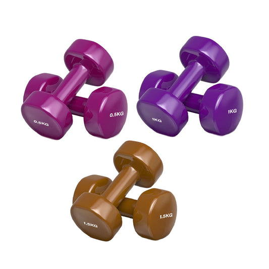 Neoprene Vinyl Dumbbell Set – Multi-Coloured Hex Hand Weights, Non-Slip Design, 6kg–38kg for Home Workouts