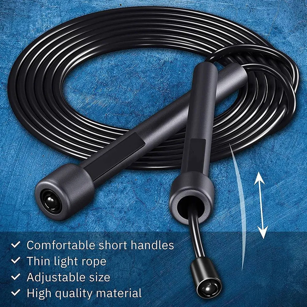 PVC Adjustable Skipping Rope – Black Jump Rope for Adults | Durable, Tangle-Free Design for Cardio, HIIT, Boxing, CrossFit, Home & Outdoor Fitness Training