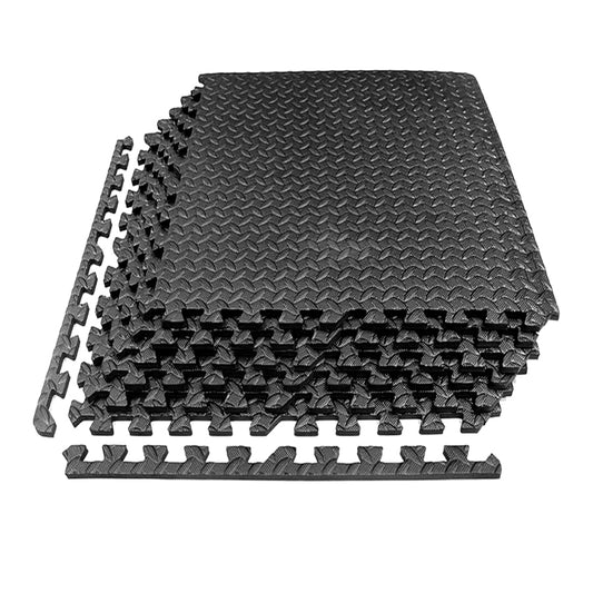 Interlocking Puzzle Exercise Mats – 10mm EVA Foam Tiles with Non-Slip Rubber Top & Shock Absorption – Water-Resistant Home Gym Flooring