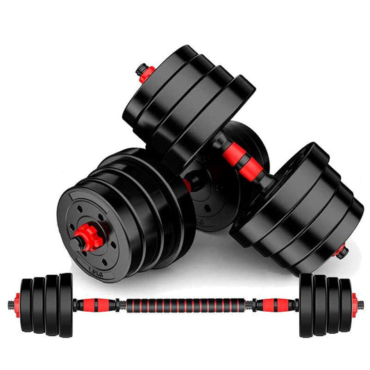 2-in-1 Adjustable Dumbbells & Barbell Set | 20kg 25kg 30kg Vinyl-Coated Weight Set with Connector | Home Gym Strength Training for Men & Women