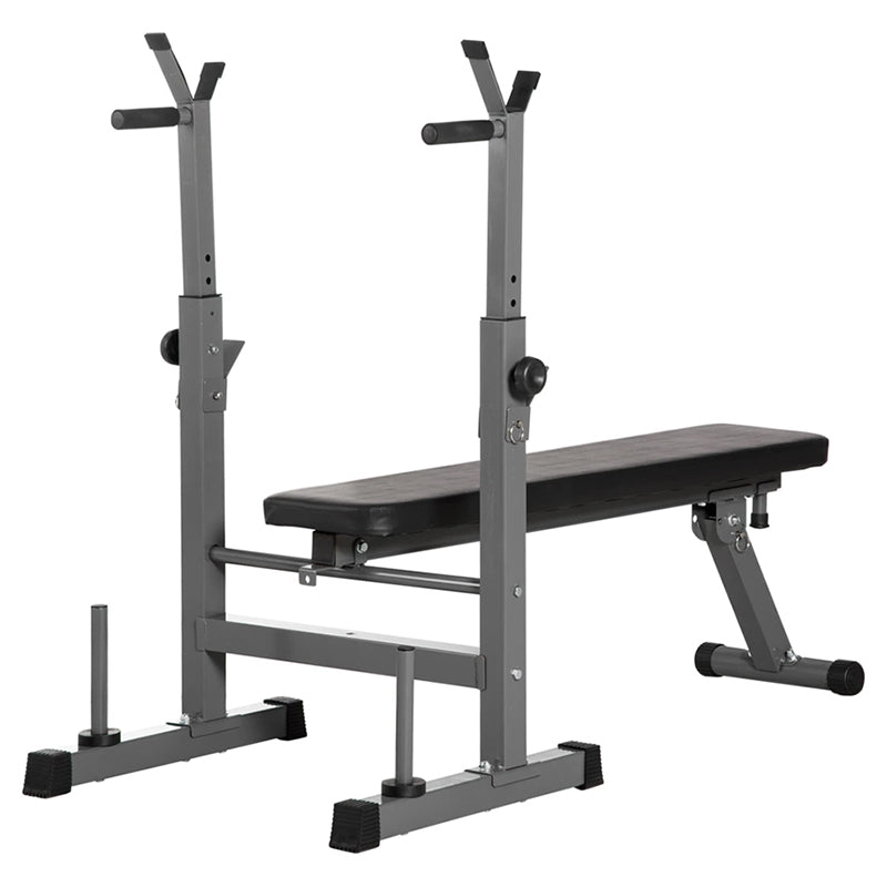 Adjustable Weight Bench with Dip Station & Barbell Rack – 250kg Capacity Heavy-Duty Strength Equipment – Foldable Home Gym Bench with Incline & Flat Positions