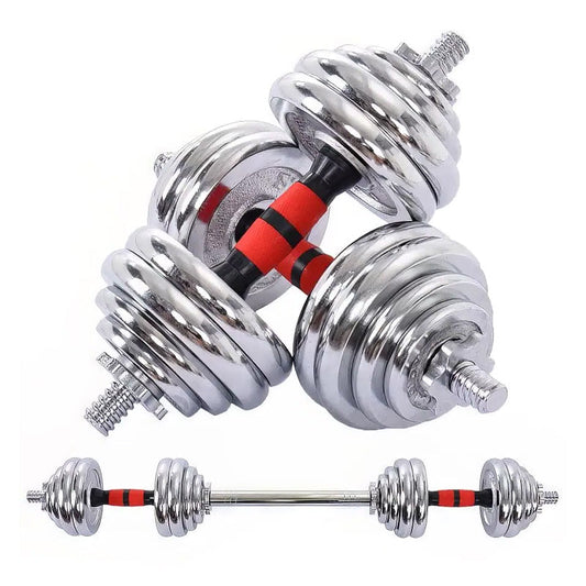 20kg Adjustable Dumbbell & Barbell Set – Cast Iron 2-in-1 Home Gym Equipment with Anti-Slip Handles