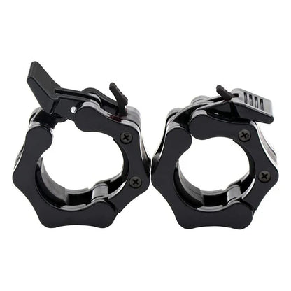 Pair of black and silver handcuffs on a white background