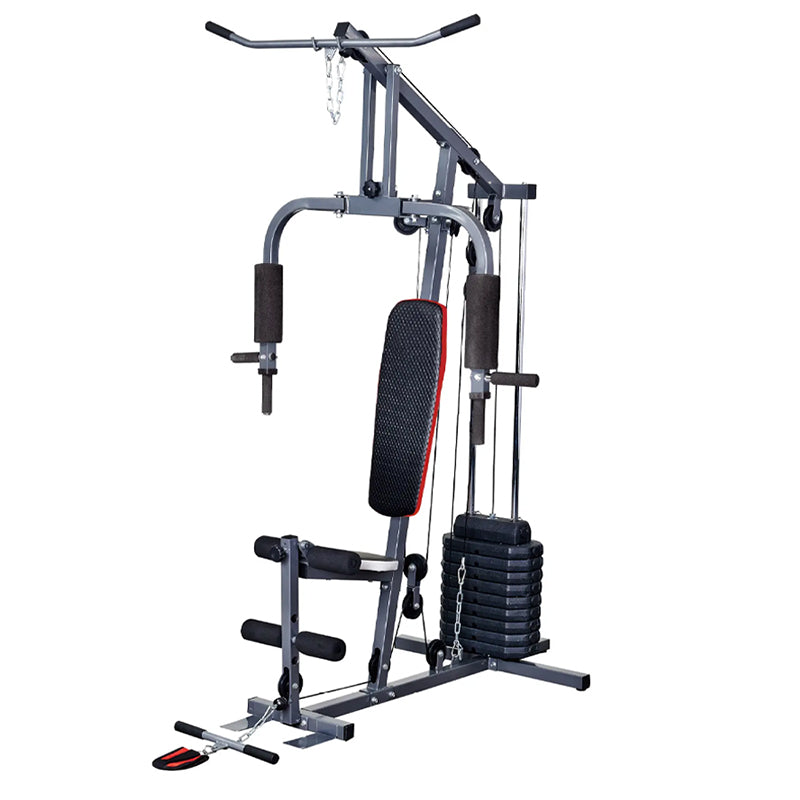 Train every major muscle group with the Premium Multi Gym – a multifunctional home and commercial workout station with a 45kg or 66kg weight stack, cable system, pull-up bar, and leg extension for complete full-body training.
