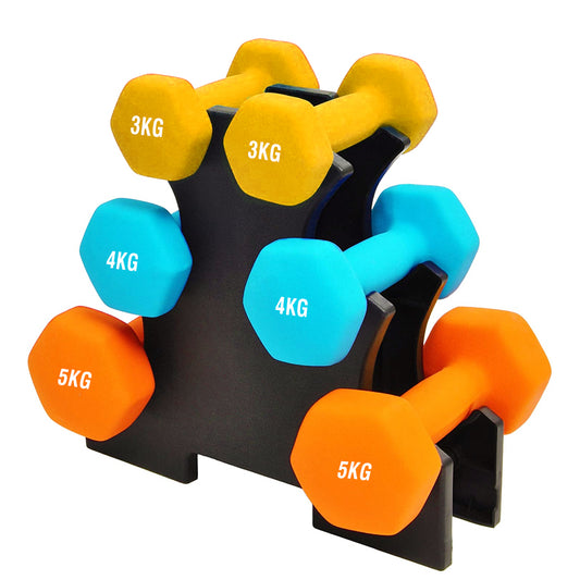 Neoprene Dumbbell Tree Rack – 3-Tier or 5-Tier Space-Saving Stand with Heavy-Duty Steel & Powder-Coated Finish for Home Gym