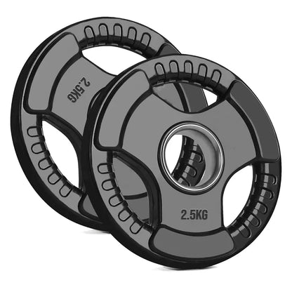 Two 2.5KG weight plates on a white background