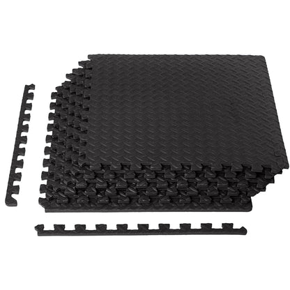 Interlocking Puzzle Exercise Mats – 10mm EVA Foam Tiles with Non-Slip Rubber Top & Shock Absorption – Water-Resistant Home Gym Flooring