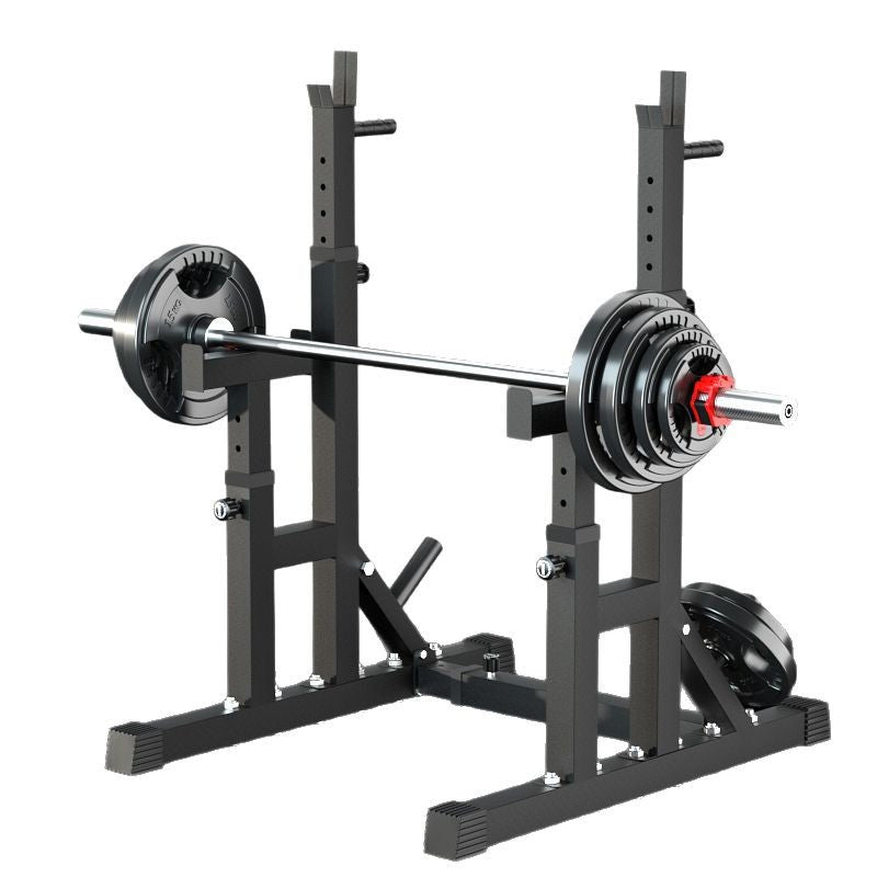 Adjustable Squat & Bench Press Rack – Heavy-Duty Barbell Stand with Spotters & Dip Bars for Home Gym Strength Training