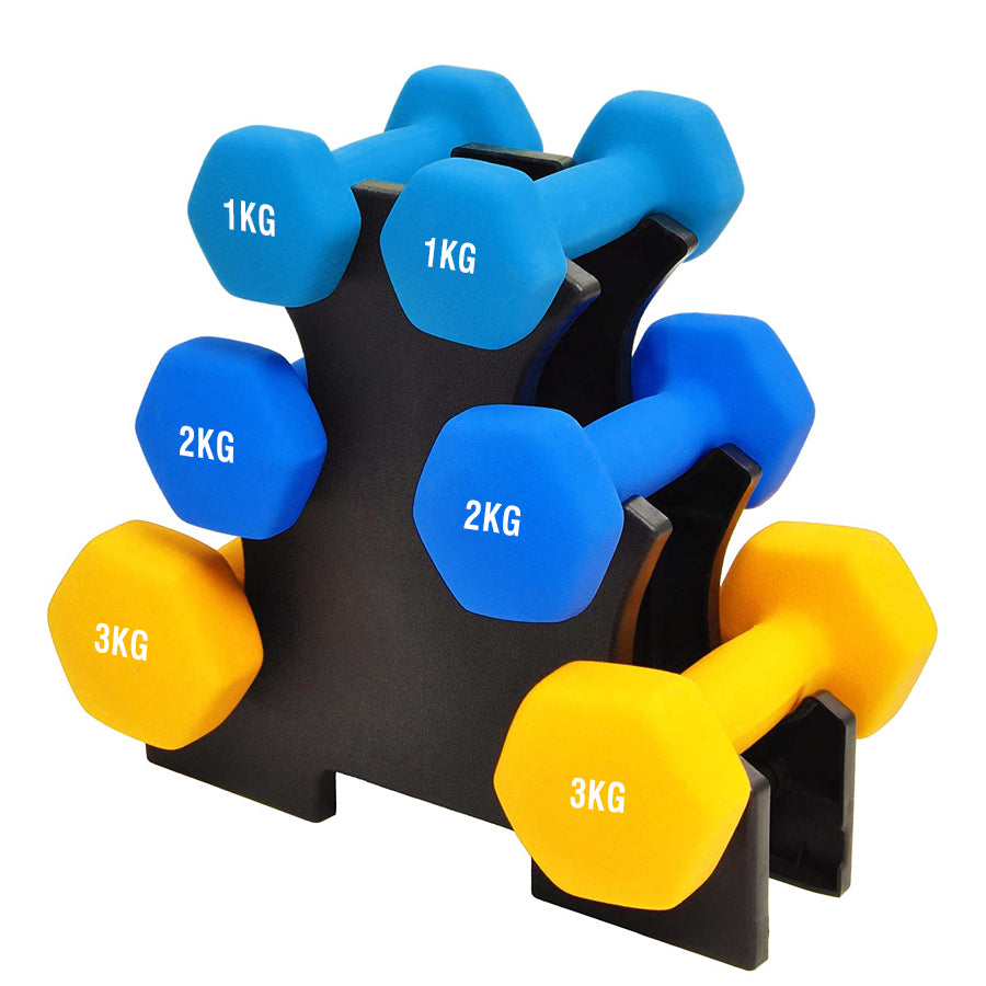 Neoprene Dumbbell Tree Rack – 3-Tier or 5-Tier Space-Saving Stand with Heavy-Duty Steel & Powder-Coated Finish for Home Gym