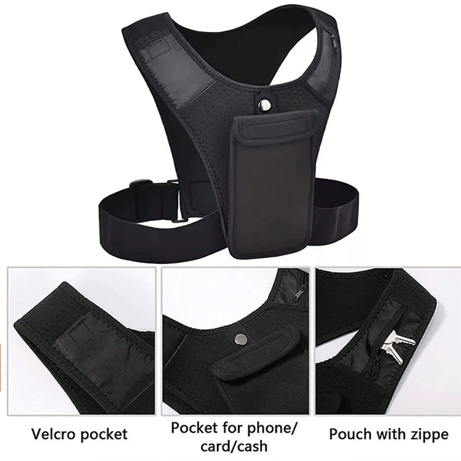 Running Hydration Vest – Lightweight, Water-Resistant Chest Pack with Adjustable Fit for Marathons, Trail Running & Outdoor Training – Black