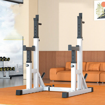 Adjustable Squat & Bench Press Rack – Heavy-Duty Barbell Stand with Spotters & Dip Bars for Home Gym Strength Training