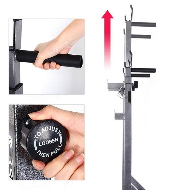Half Squat Rack – Adjustable Barbell Stand with Dip Station & Spotters, 200kg Capacity – Multi-Function Home Gym Equipment