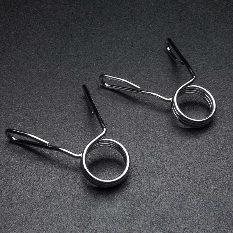 Olympic 2" Spring Collars – Chrome Barbell Clips with Quick-Release – Secure Weight Locking for Strength Training