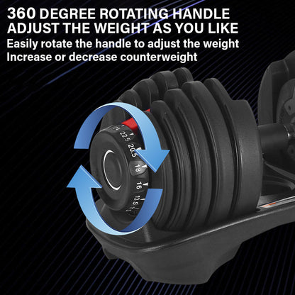 24kg Adjustable Dumbbell – 15-in-1 Quick Dial Weights, Non-Slip Handle, Space-Saving Home Gym Equipment