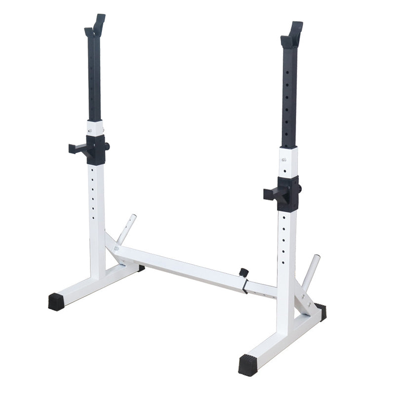 Adjustable Squat & Bench Press Rack – Heavy-Duty Barbell Stand with Spotters & Dip Bars for Home Gym Strength Training