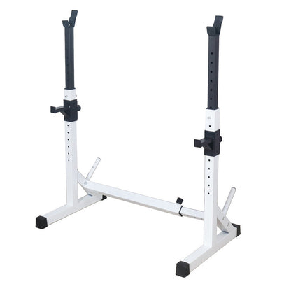 Adjustable Squat & Bench Press Rack – Heavy-Duty Barbell Stand with Spotters & Dip Bars for Home Gym Strength Training
