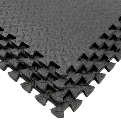 Interlocking Puzzle Exercise Mats – 10mm EVA Foam Tiles with Non-Slip Rubber Top & Shock Absorption – Water-Resistant Home Gym Flooring