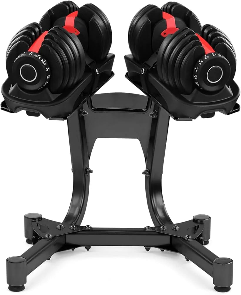 Adjustable Dumbbell Stand – Space-Saving Rack for 24kg & 40kg Dumbbells with Securing Strap – Heavy-Duty Home Gym Storage