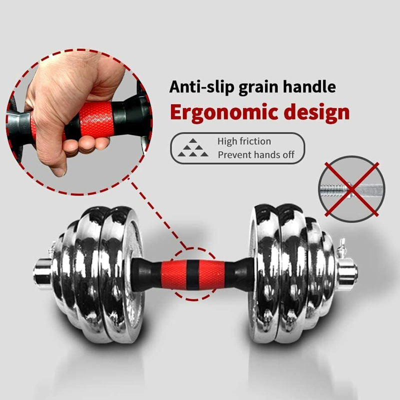 20kg Adjustable Dumbbell & Barbell Set – Cast Iron 2-in-1 Home Gym Equipment with Anti-Slip Handles
