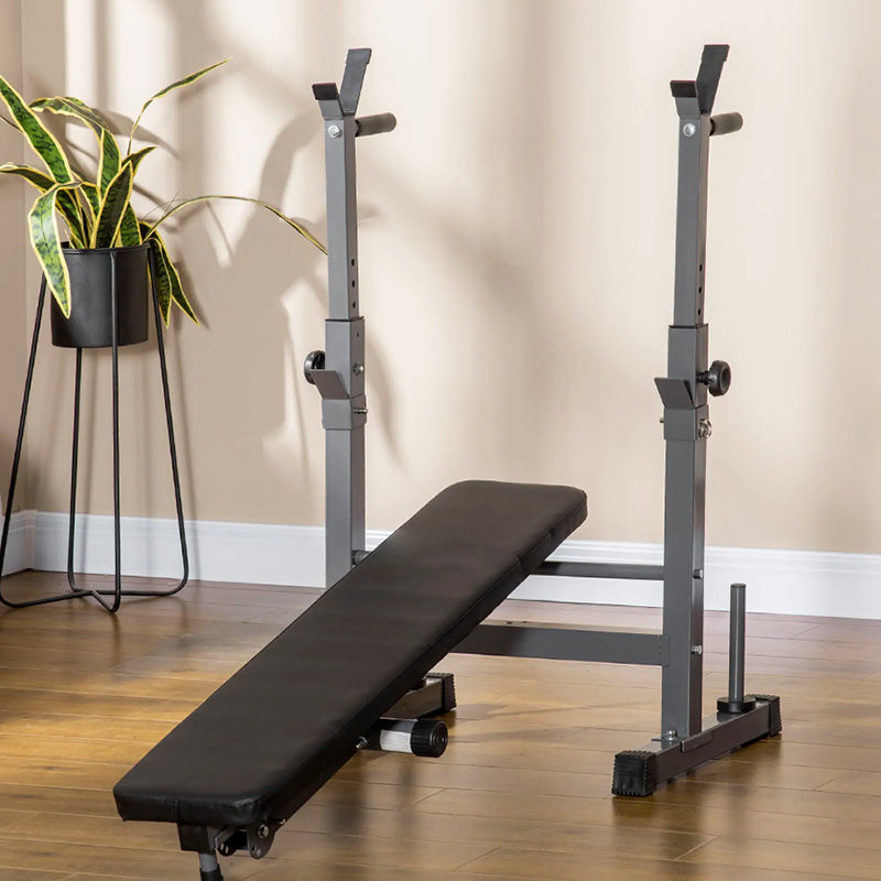 Adjustable Weight Bench with Dip Station & Barbell Rack – 250kg Capacity Heavy-Duty Strength Equipment – Foldable Home Gym Bench with Incline & Flat Positions