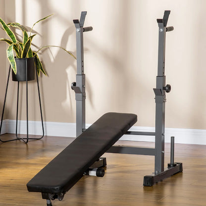 Adjustable Weight Bench with Dip Station & Barbell Rack – 250kg Capacity Heavy-Duty Strength Equipment – Foldable Home Gym Bench with Incline & Flat Positions