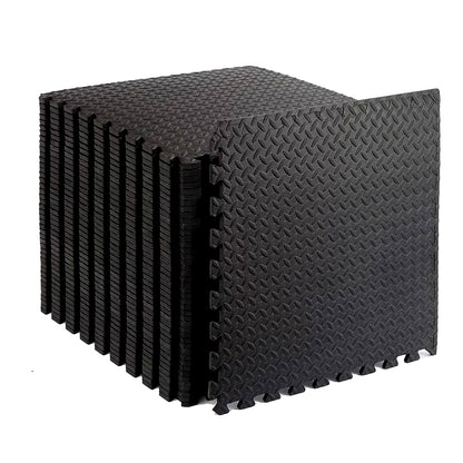 Interlocking Puzzle Exercise Mats – 10mm EVA Foam Tiles with Non-Slip Rubber Top & Shock Absorption – Water-Resistant Home Gym Flooring