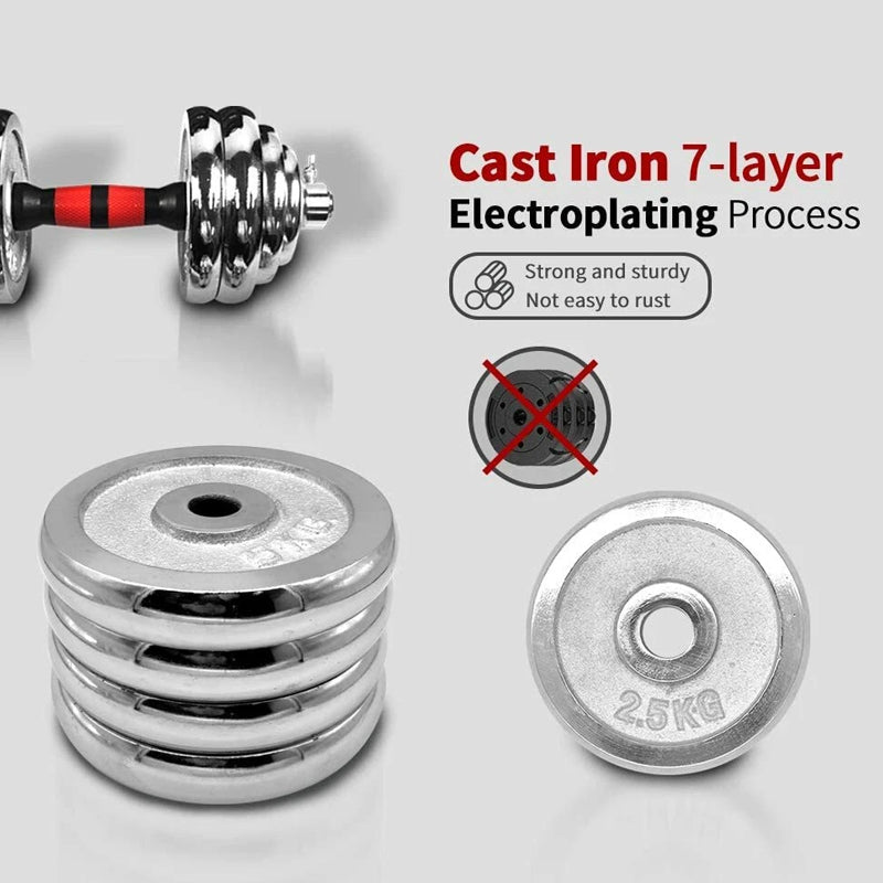 20kg Adjustable Dumbbell & Barbell Set – Cast Iron 2-in-1 Home Gym Equipment with Anti-Slip Handles