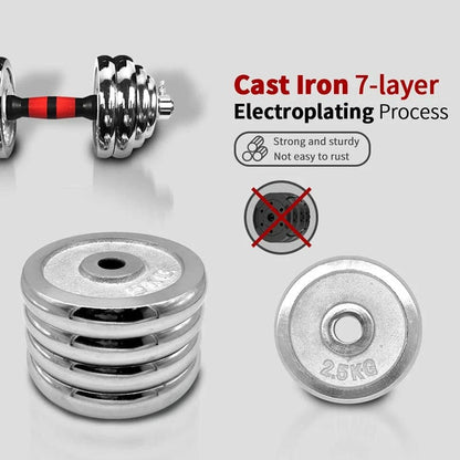 20kg Adjustable Dumbbell & Barbell Set – Cast Iron 2-in-1 Home Gym Equipment with Anti-Slip Handles