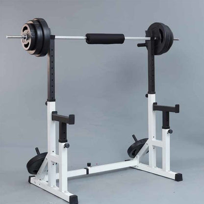 Adjustable Squat & Bench Press Rack – Heavy-Duty Barbell Stand with Spotters & Dip Bars for Home Gym Strength Training