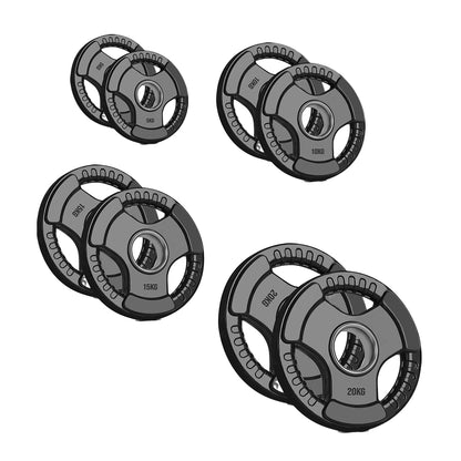 Tri-Grip Olympic Weight Plates – 2'' Rubber-Coated Cast Iron, Premium Quality for Home & Commercial Gyms