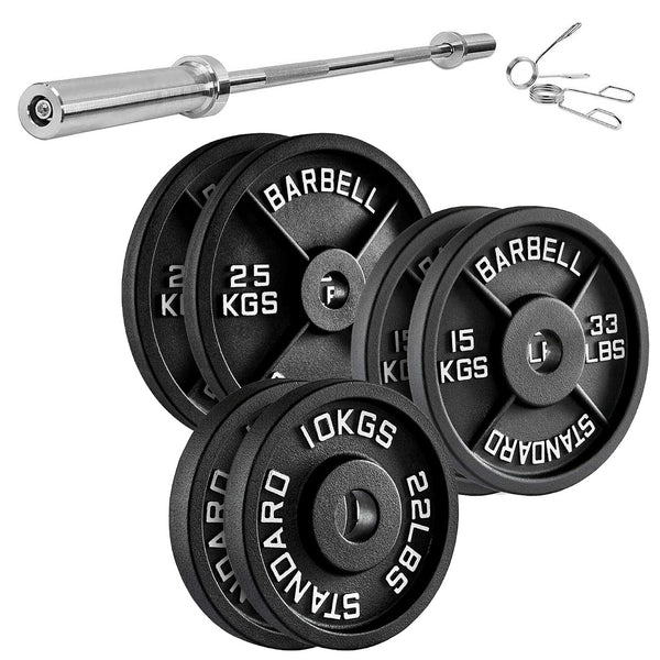 Cast Iron Weight Plates – Premium Strength Training Discs for Home & Commercial Gyms – Singles, Pairs & Full Sets with Optional Barbells