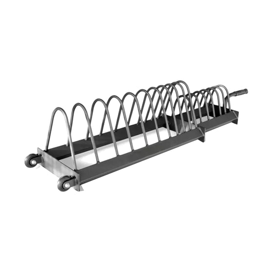 Portable Horizontal Extended Bumper Plate Trolley Rack with Fractional Weight Section, Heavy-Duty Steel, Rolling Wheels for Home & Commercial Gym